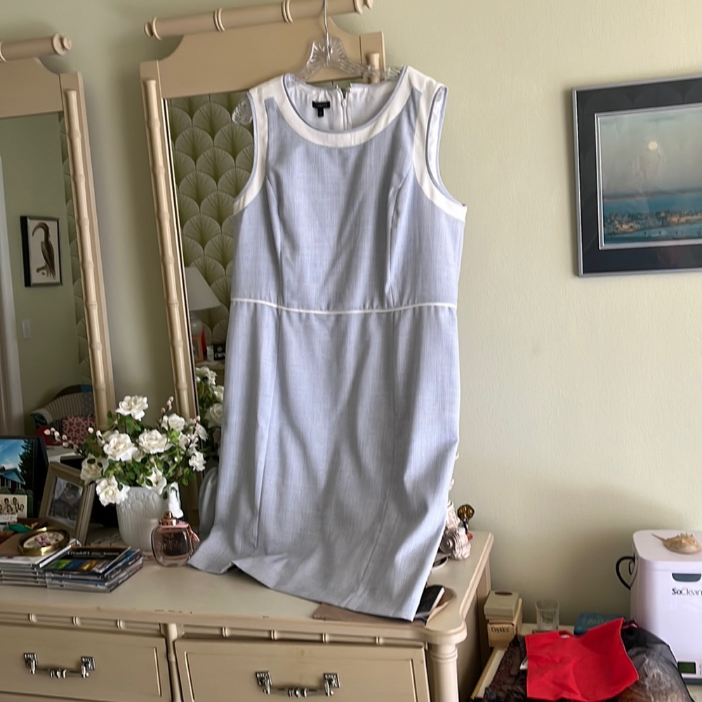 Beautiful lined pale blue cotton knee length dress